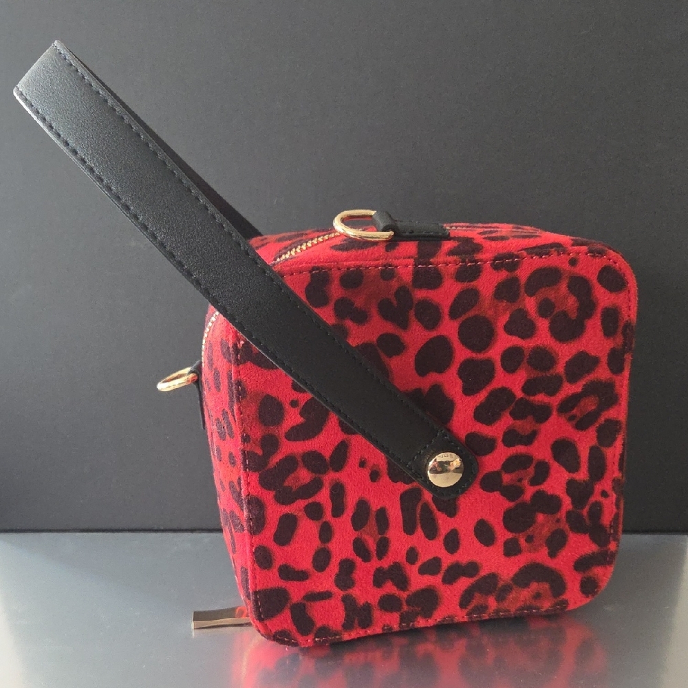 Leopard Print Red and Black Women's Crossbody Bag